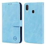 For Samsung Galaxy A20 / A30 Skin Feeling Oil Leather Texture PU + TPU Phone Case(Light Blue)