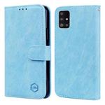 For Samsung Galaxy A51 5G Skin Feeling Oil Leather Texture PU + TPU Phone Case(Light Blue)
