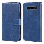 For Samsung Galaxy S10+ Skin Feeling Oil Leather Texture PU + TPU Phone Case(Dark Blue)