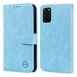 For Samsung Galaxy S20+ Skin Feeling Oil Leather Texture PU + TPU Phone Case(Light Blue)