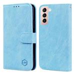 For Samsung Galaxy S21+ Skin Feeling Oil Leather Texture PU + TPU Phone Case(Light Blue)