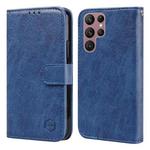 For Samsung Galaxy S22 Ultra Skin Feeling Oil Leather Texture PU + TPU Phone Case(Dark Blue)