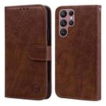For Samsung Galaxy S22 Ultra Skin Feeling Oil Leather Texture PU + TPU Phone Case(Brown)