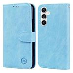 For Samsung Galaxy S23 FE Skin Feeling Oil Leather Texture PU + TPU Phone Case(Light Blue)