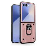 For Samsung Galaxy Z Flip7 Magnetic Holder TPU+PC Phone Case(Rose Gold)