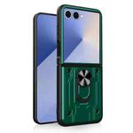 For Samsung Galaxy Z Flip7 Magnetic Holder TPU+PC Phone Case(Dark Green)
