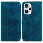 For Xiaomi Poco F5 / Note 12 Turbo Lily Embossed Leather Phone Case(Dark Blue)