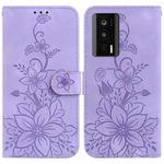 For Xiaomi Poco F5 Pro/Redmi K60/K60 Pro Lily Embossed Leather Phone Case(Purple)