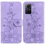 For Xiaomi Redmi Note 12S Lily Embossed Leather Phone Case(Purple)