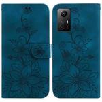 For Xiaomi Redmi Note 12S Lily Embossed Leather Phone Case(Dark Blue)