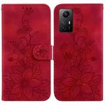 For Xiaomi Redmi Note 12S Lily Embossed Leather Phone Case(Red)