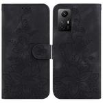 For Xiaomi Redmi Note 12S Lily Embossed Leather Phone Case(Black)