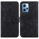 For Xiaomi Redmi Note 12 4G Global Lily Embossed Leather Phone Case(Black)