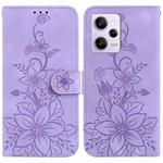 For Xiaomi Redmi Note 12 Pro 5G Global Lily Embossed Leather Phone Case(Purple)