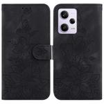 For Xiaomi Redmi Note 12 Pro 5G Global Lily Embossed Leather Phone Case(Black)