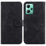 For Xiaomi Redmi Note 12 5G Global/Poco X5 Lily Embossed Leather Phone Case(Black)