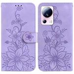 For Xiaomi 13 Lite / Civi 2 Lily Embossed Leather Phone Case(Purple)