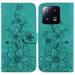For Xiaomi 13 Pro Lily Embossed Leather Phone Case(Green)