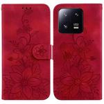 For Xiaomi 13 Pro Lily Embossed Leather Phone Case(Red)