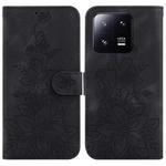 For Xiaomi 13 Pro Lily Embossed Leather Phone Case(Black)