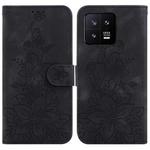 For Xiaomi 13 5G Lily Embossed Leather Phone Case(Black)