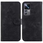 For Xiaomi 12T / 12T Pro Lily Embossed Leather Phone Case(Black)