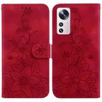 For Xiaomi 12 Lite Lily Embossed Leather Phone Case(Red)