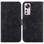 For Xiaomi 12 Lite Lily Embossed Leather Phone Case(Black)
