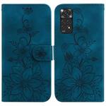 For Xiaomi Redmi Note 11 Global / Note 11S Lily Embossed Leather Phone Case(Dark Blue)