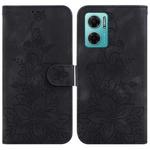 For Xiaomi Redmi Note 11E / Redmi 10 5G Lily Embossed Leather Phone Case(Black)