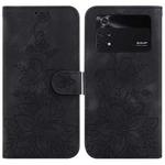 For Xiaomi Poco M4 Pro Lily Embossed Leather Phone Case(Black)