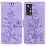 For Xiaomi 12 / 12X Lily Embossed Leather Phone Case(Purple)