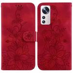 For Xiaomi 12 Pro Lily Embossed Leather Phone Case(Red)