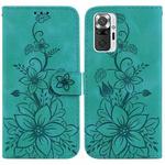 For Xiaomi Redmi Note 10 Lite / Note 10 Pro Lily Embossed Leather Phone Case(Green)