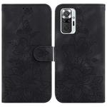 For Xiaomi Redmi Note 10 Lite / Note 10 Pro Lily Embossed Leather Phone Case(Black)