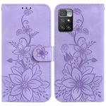 For Xiaomi Redmi 10 / 10 Prime Lily Embossed Leather Phone Case(Purple)