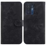 For Xiaomi 11T / 11T Pro Lily Embossed Leather Phone Case(Black)