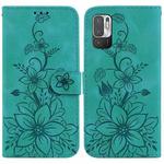 For Xiaomi Redmi Note 10 5G / Poco M3 Pro Lily Embossed Leather Phone Case(Green)