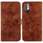 For Xiaomi Redmi Note 10 5G / Poco M3 Pro Lily Embossed Leather Phone Case(Brown)