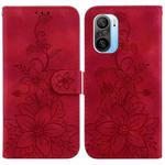 For Xiaomi Redmi K40/K40 Pro / Poco F3 Lily Embossed Leather Phone Case(Red)