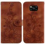 For Xiaomi Poco X3 NFC / X3 / X3 Pro Lily Embossed Leather Phone Case(Brown)