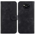 For Xiaomi Poco X3 NFC / X3 / X3 Pro Lily Embossed Leather Phone Case(Black)