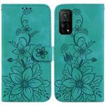 For Xiaomi Mi 10T Pro 5G / Mi 10T 5G Lily Embossed Leather Phone Case(Green)