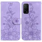 For Xiaomi Mi 10T Pro 5G / Mi 10T 5G Lily Embossed Leather Phone Case(Purple)