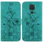 For Xiaomi Redmi Note 9 / 10X 4G Lily Embossed Leather Phone Case(Green)