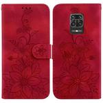 For Xiaomi Redmi Note 9 Pro/9S/9 Pro Max Lily Embossed Leather Phone Case(Red)