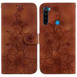 For Xiaomi Redmi Note 8 Lily Embossed Leather Phone Case(Brown)