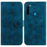 For Xiaomi Redmi Note 8 Lily Embossed Leather Phone Case(Dark Blue)