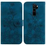 For Xiaomi Redmi Note 8 Pro Lily Embossed Leather Phone Case(Dark Blue)