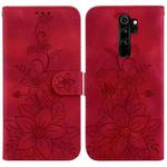 For Xiaomi Redmi Note 8 Pro Lily Embossed Leather Phone Case(Red)